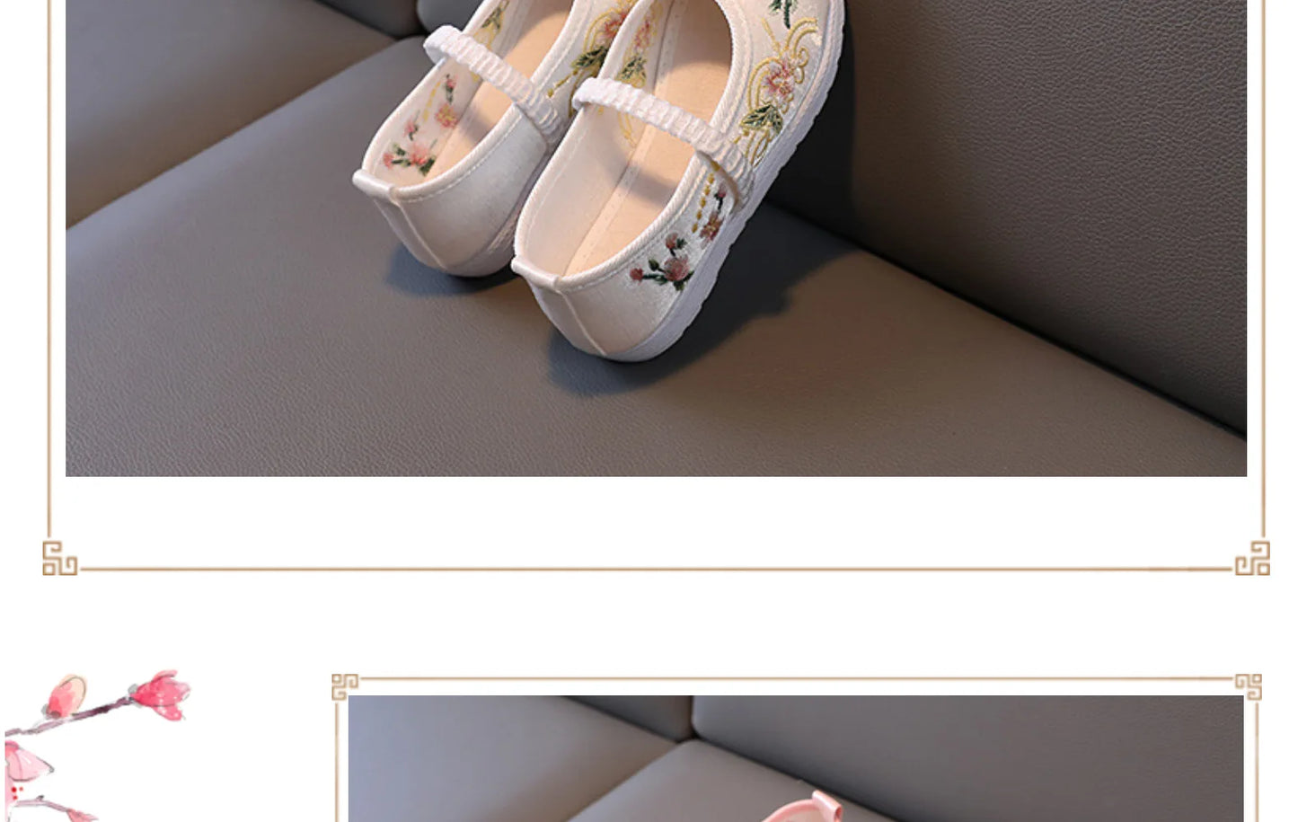 Chinese Vintage Cloth Shoes Baby Girls Kids Shoes Flats Flowers Embroidery Dancing Beading Tassel Princess Old Beijing Children