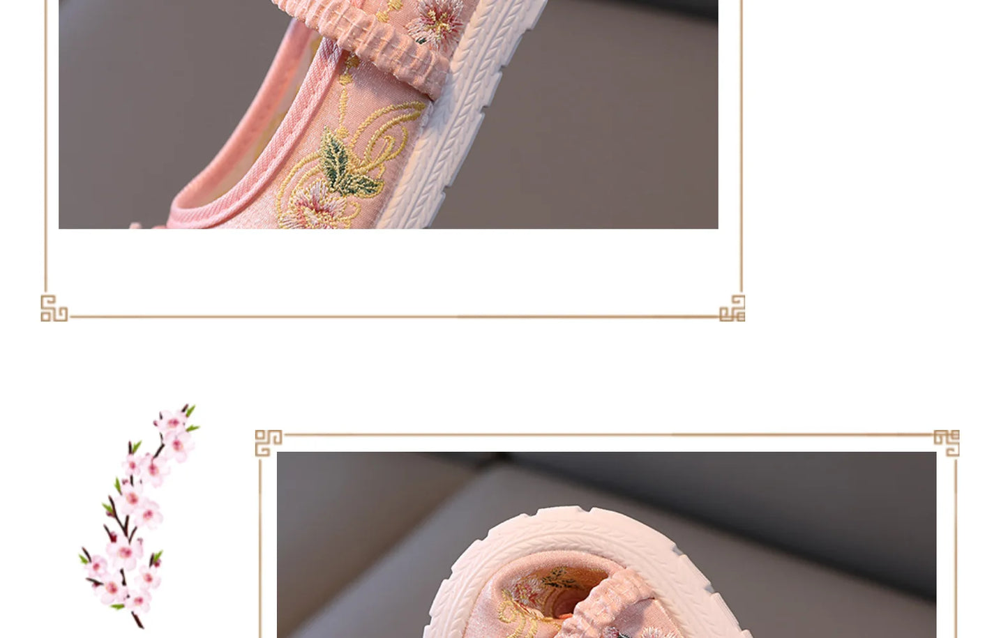 Chinese Vintage Cloth Shoes Baby Girls Kids Shoes Flats Flowers Embroidery Dancing Beading Tassel Princess Old Beijing Children