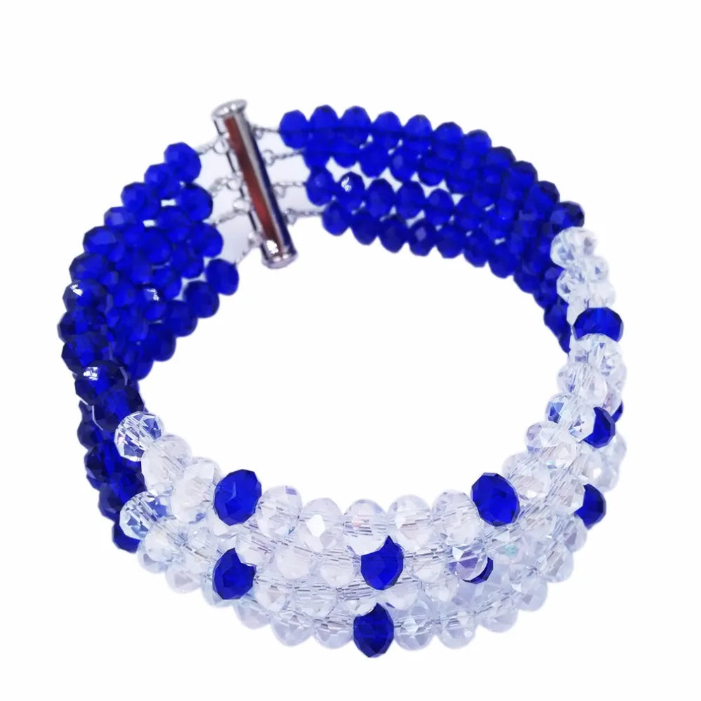 Royal Blue Transparent Crystal Beaded Jewelry Set