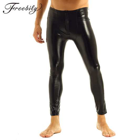 Mens Faux Leather  Skinny Pants