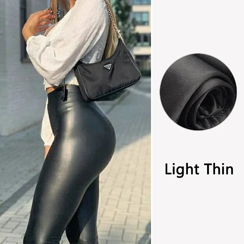 Black Leather High Waist Leggings