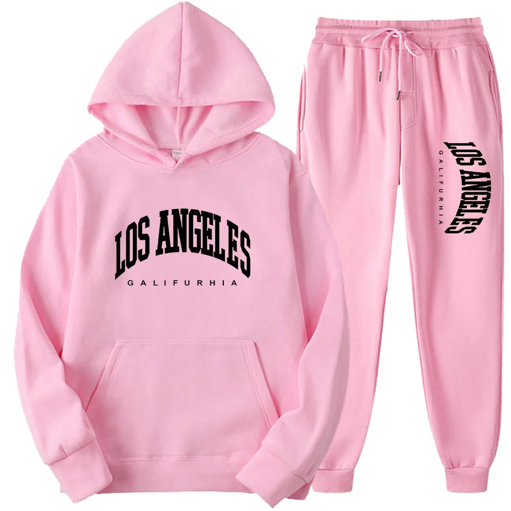 Two-Piece LOS ANGELES Unisex Hoodie & Pants Set