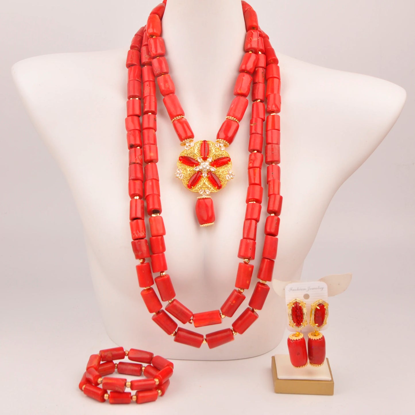 32 inches Coral Beads Necklace Jewelry Sets