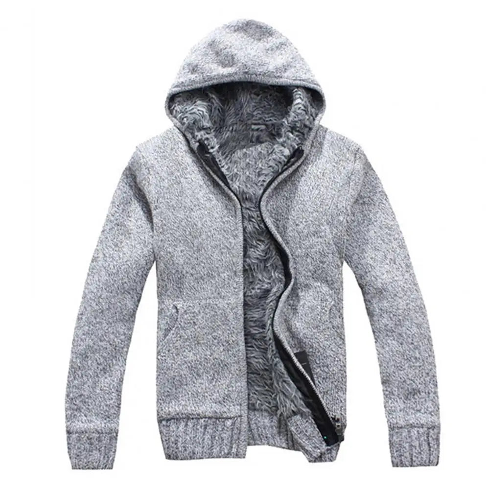 Knitted Hooded Sweater Jacket