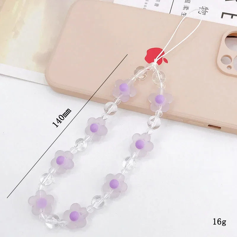 Acrylic Flower Cat Head Beads Charm Phone Chain