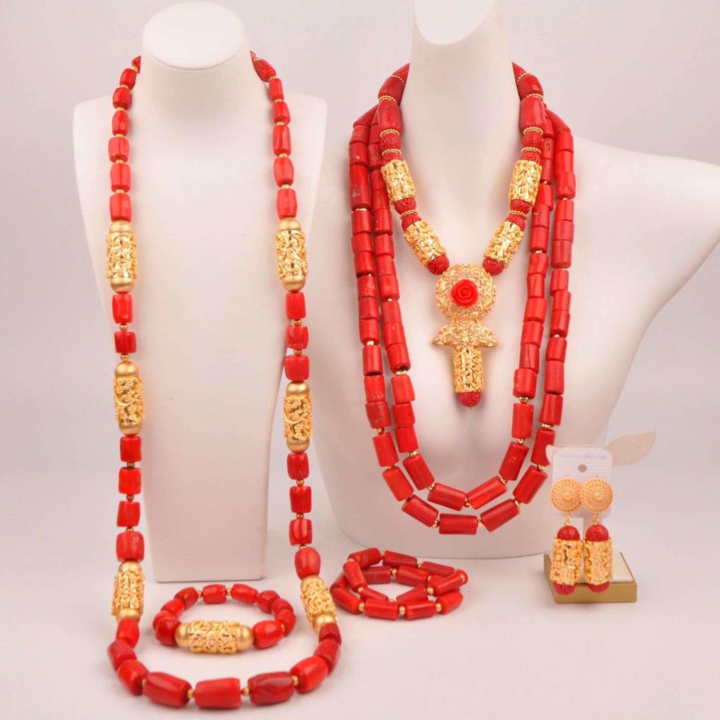 32 inches Coral Beads Necklace Jewelry Sets