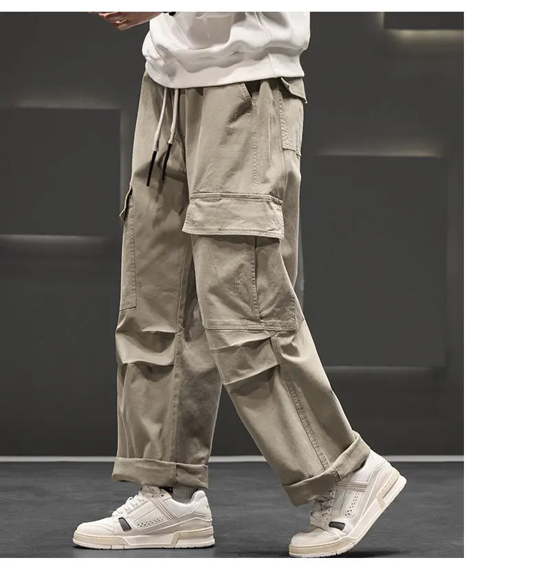 Wide Leg  Cotton Cargo Pants