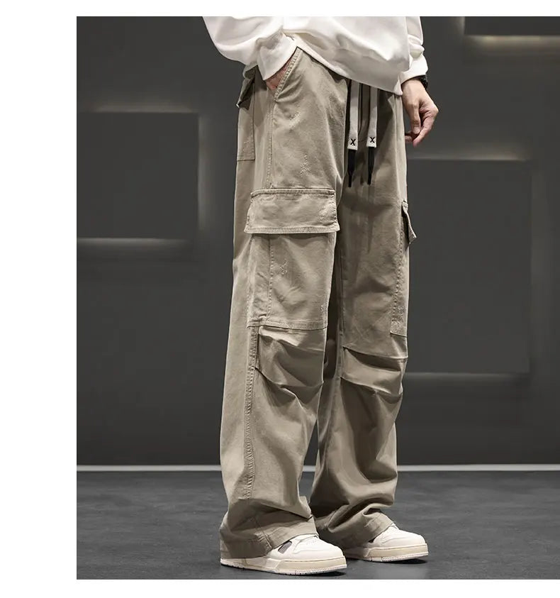 Wide Leg  Cotton Cargo Pants