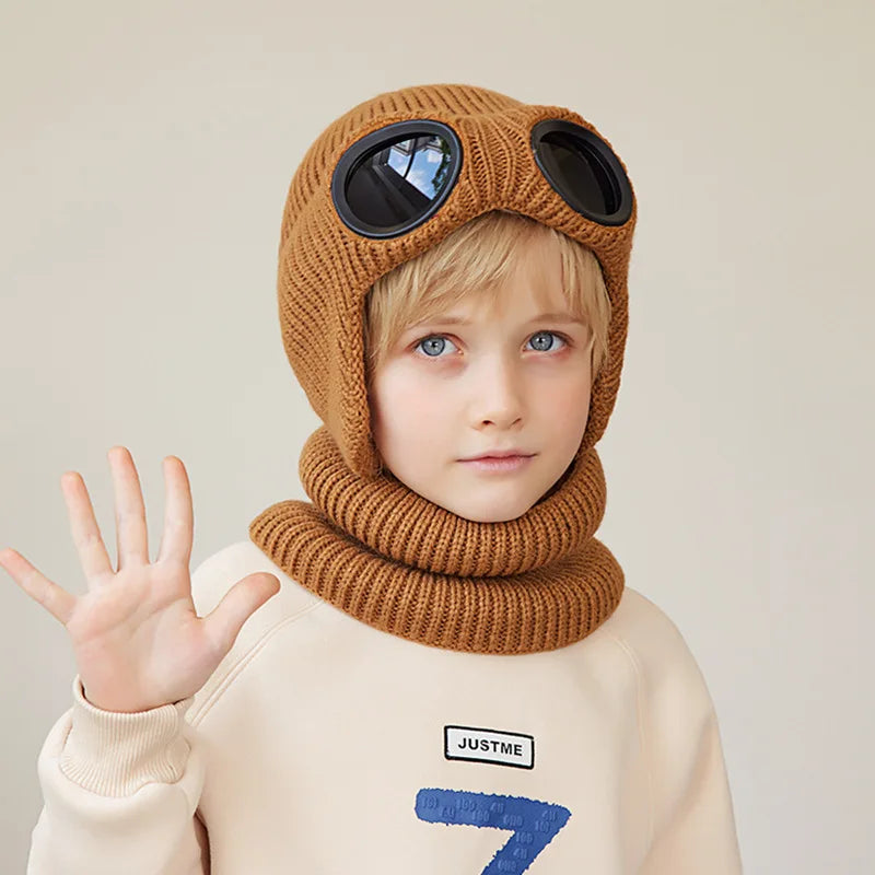 2Pcs Plush Knitted Hat & Scarf Set 4-10Y