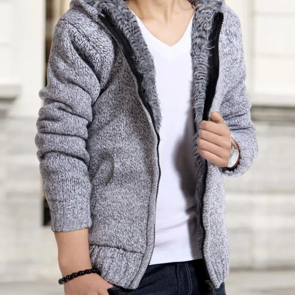 Knitted Hooded Sweater Jacket