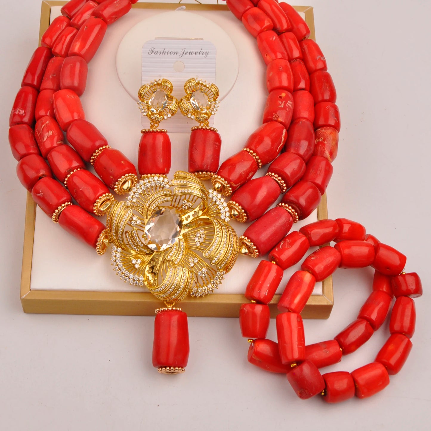 32 inches Coral Beads Necklace Jewelry Sets