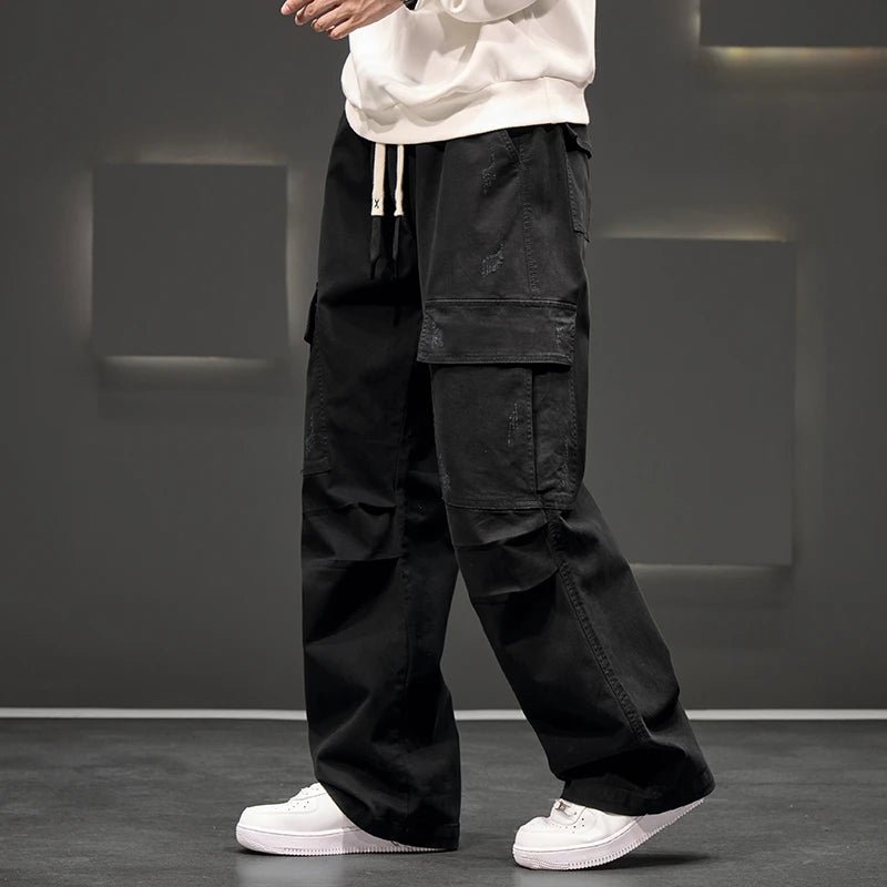 Wide Leg  Cotton Cargo Pants