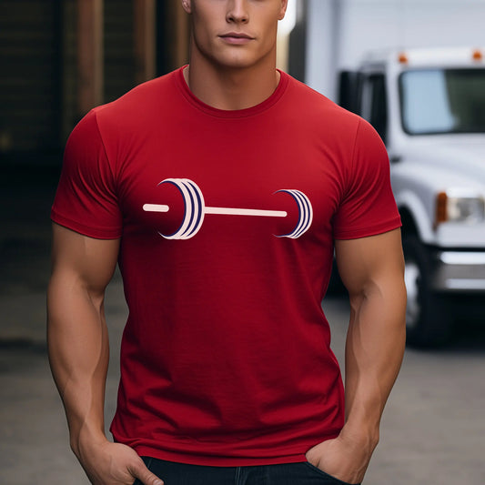 Barbell Gym Cotton T Shirt For Fitness Enthusiasts