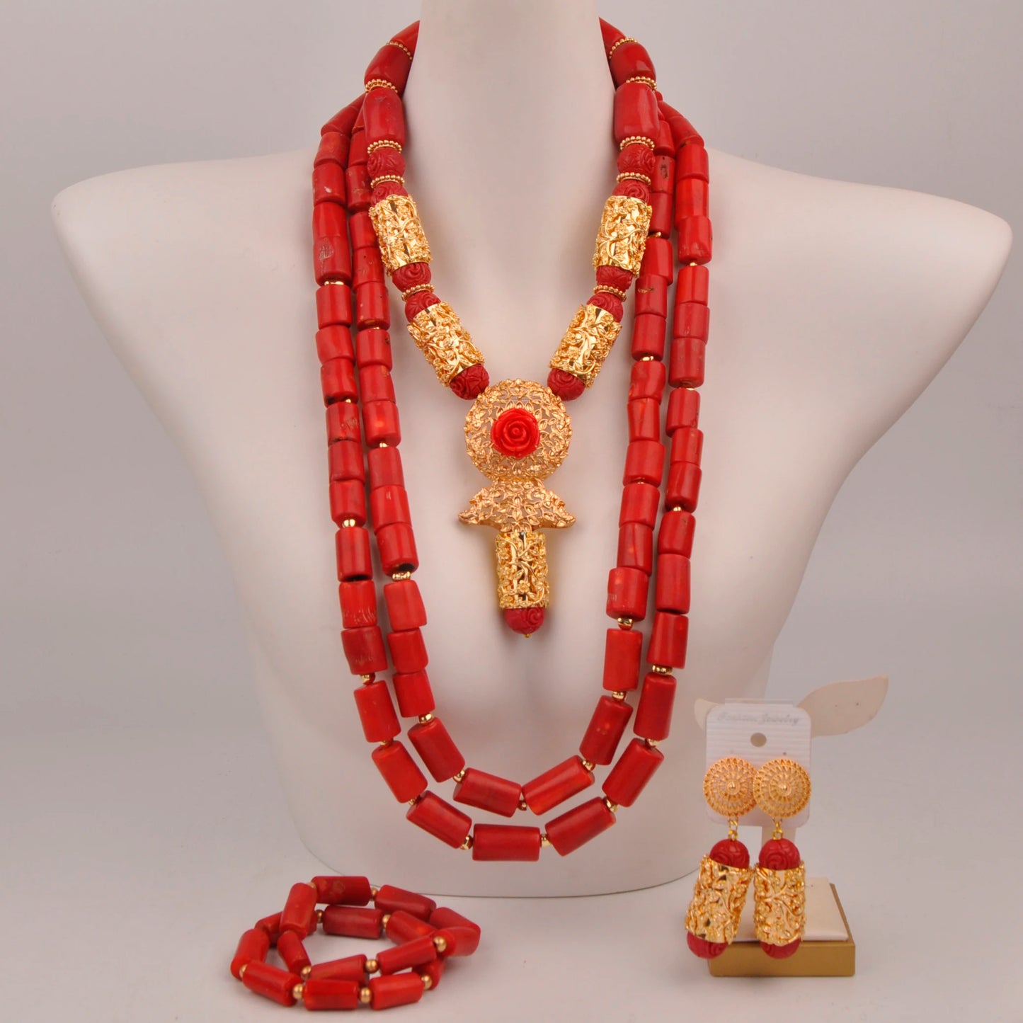 32 inches Coral Beads Necklace Jewelry Sets