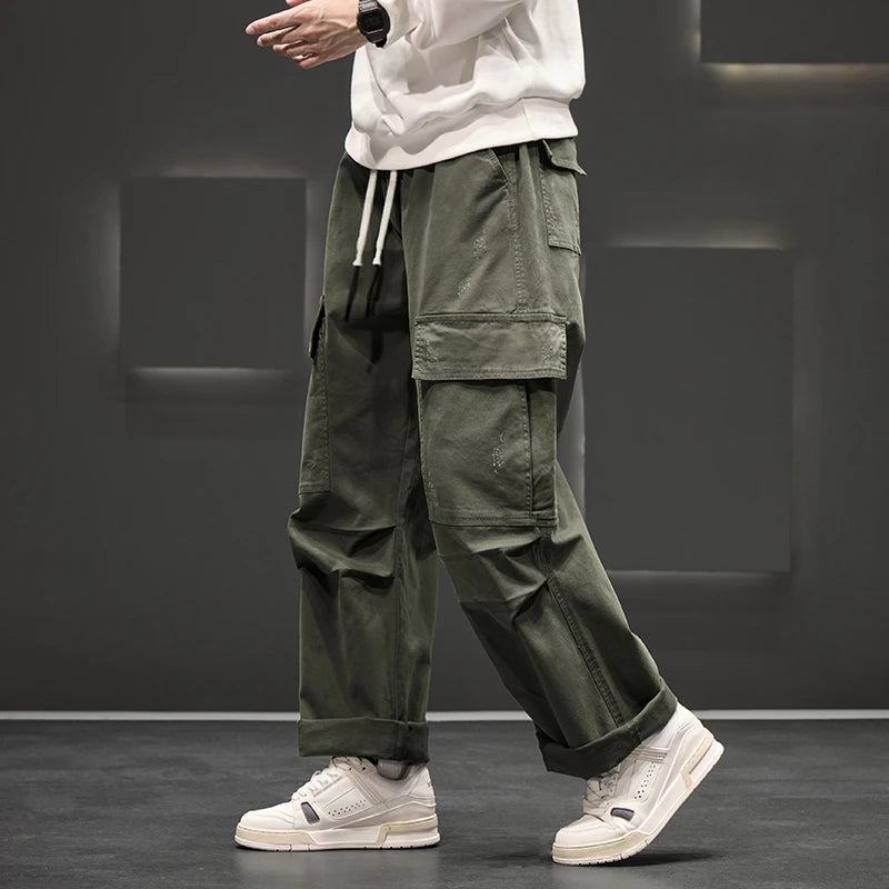 Wide Leg  Cotton Cargo Pants