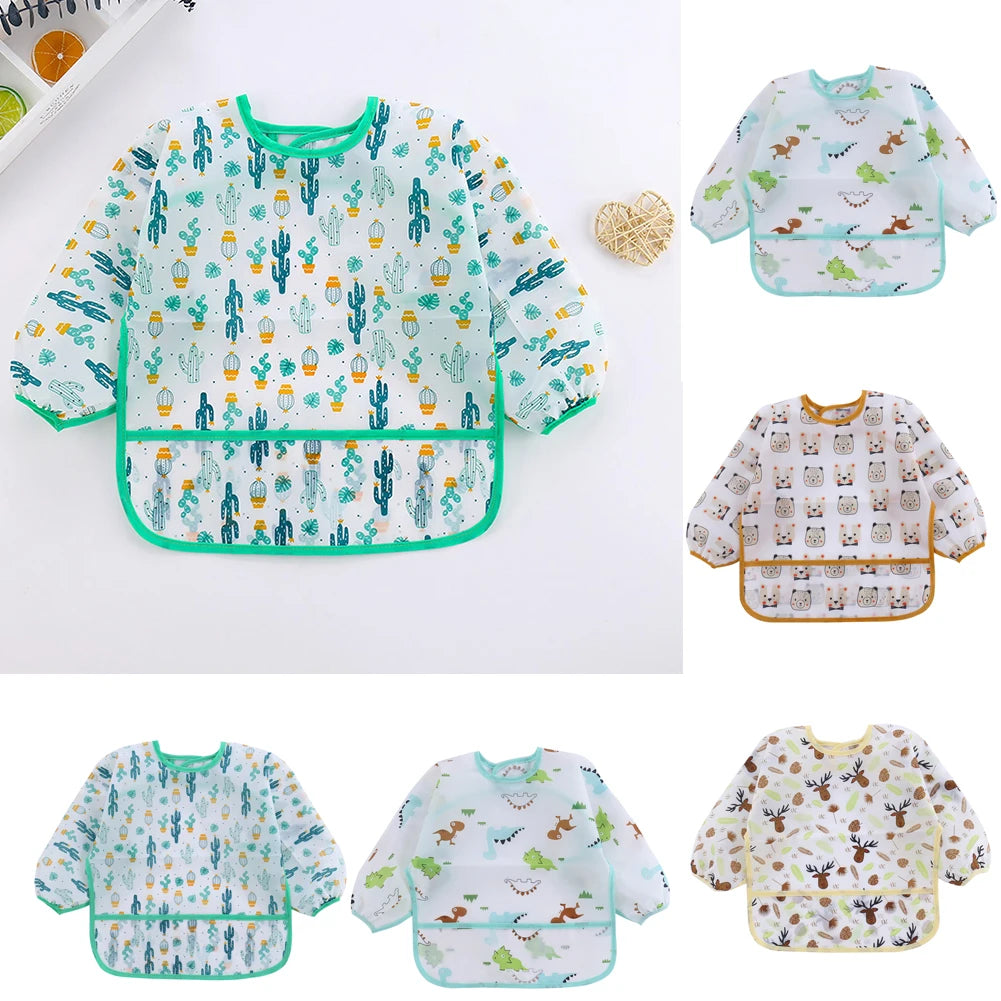 0-4Yrs Baby  & Toddler Waterproof Long Sleeve Bibs