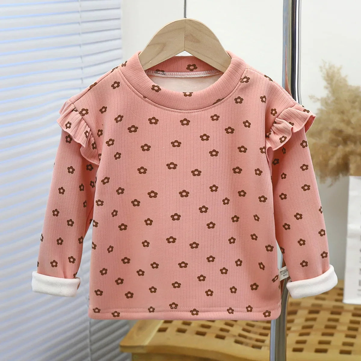 Girls  Warm Long Sleeve Fleece Lined Top