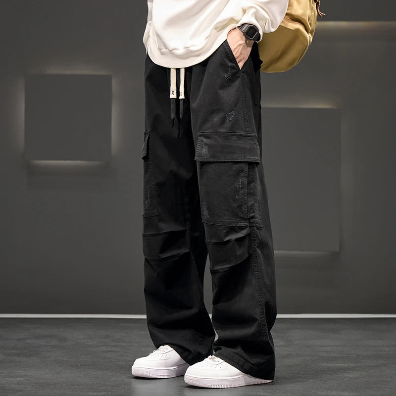 Wide Leg  Cotton Cargo Pants