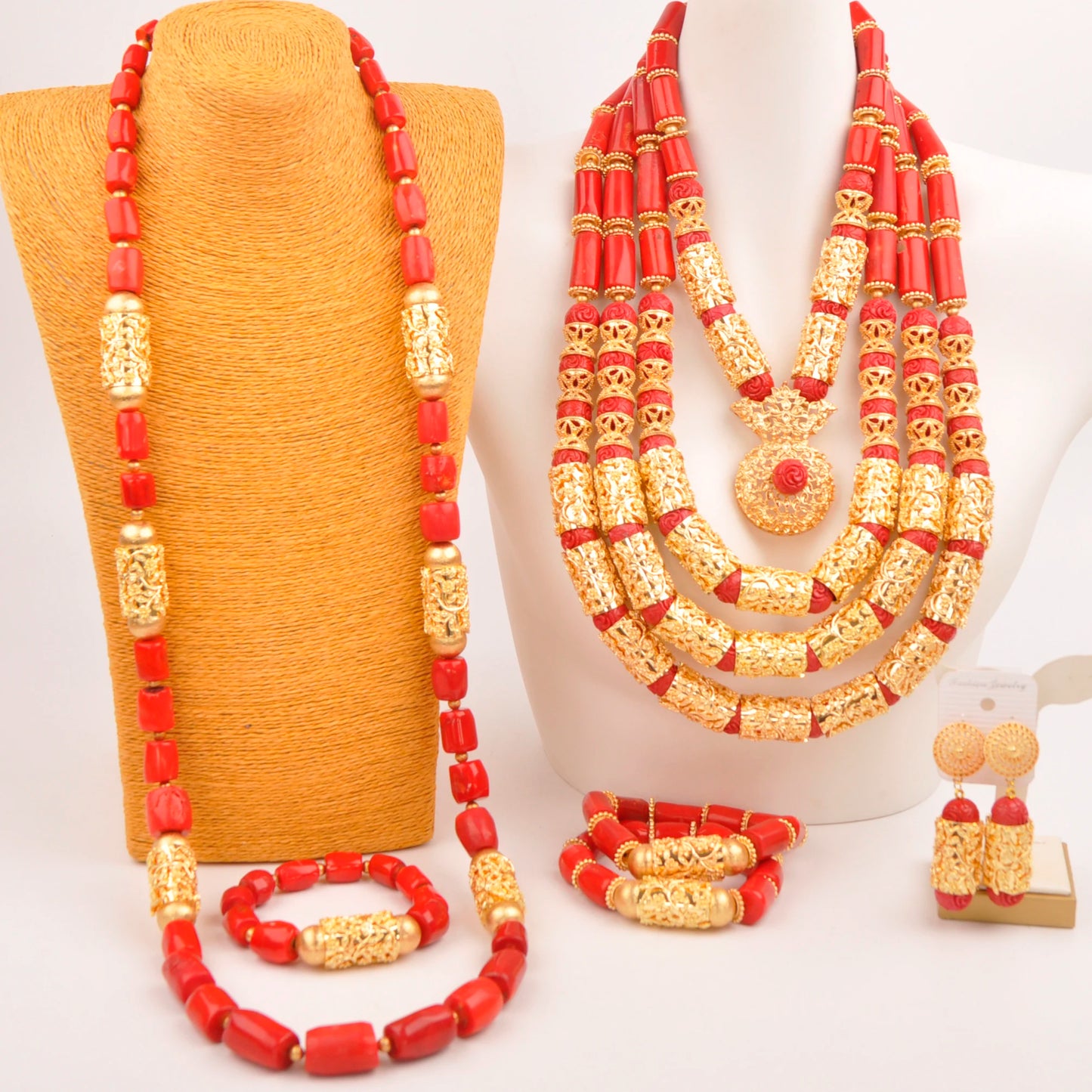 32 inches Coral Beads Necklace Jewelry Sets