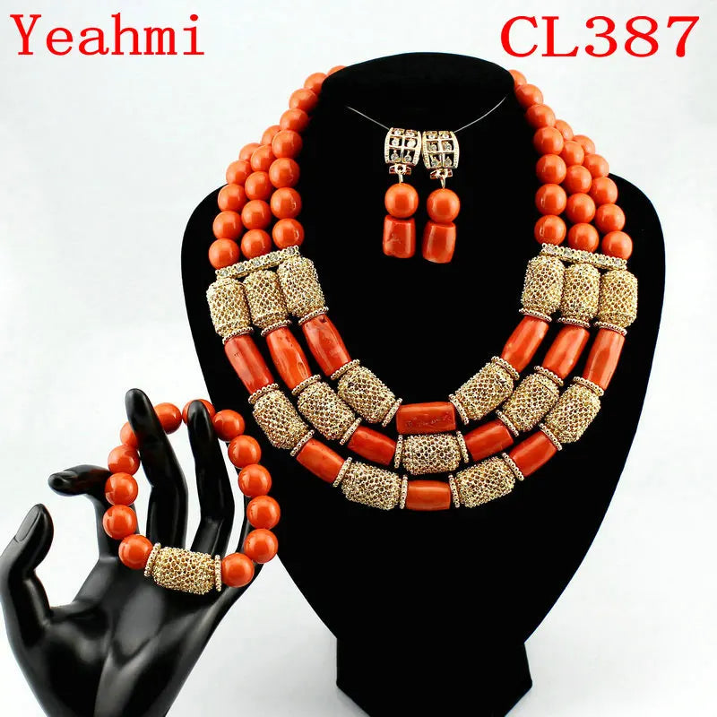 Coral Beads Jewelry Set