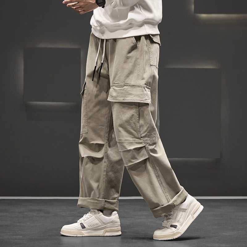 Wide Leg  Cotton Cargo Pants