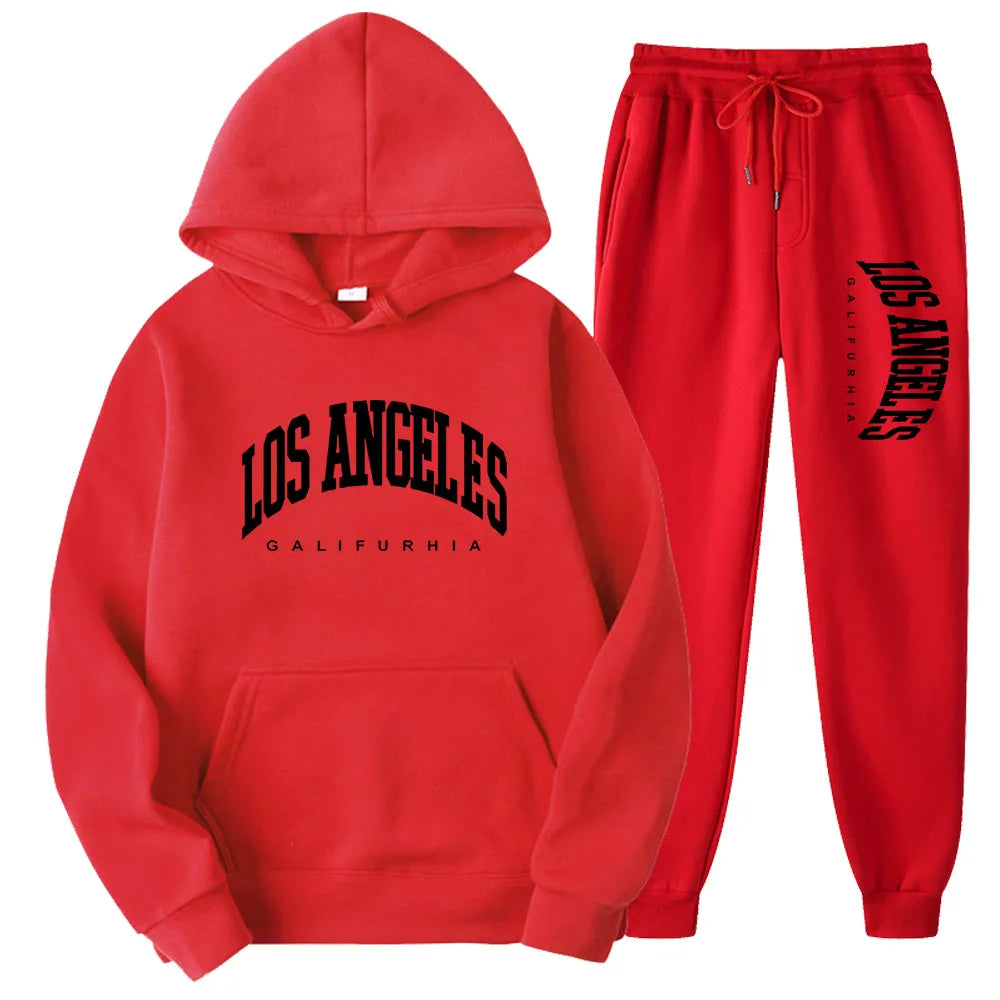 Two-Piece LOS ANGELES Unisex Hoodie & Pants Set