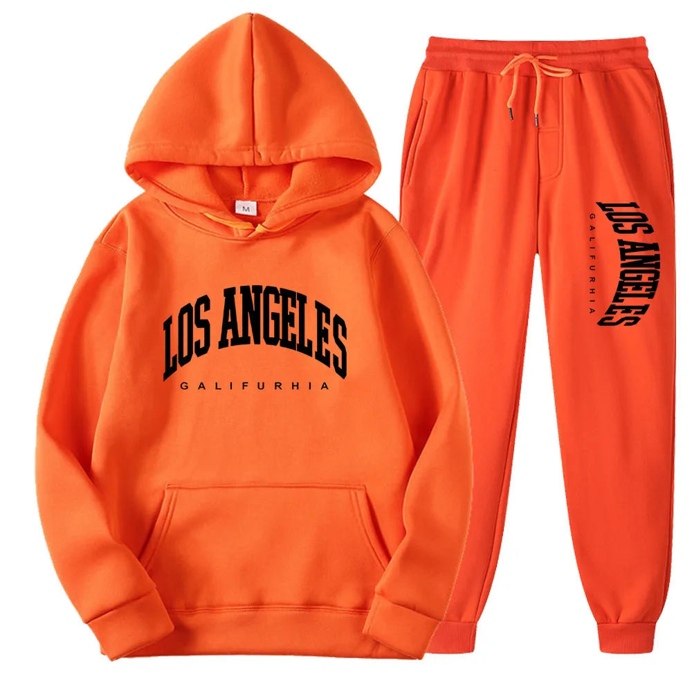 Two-Piece LOS ANGELES Unisex Hoodie & Pants Set