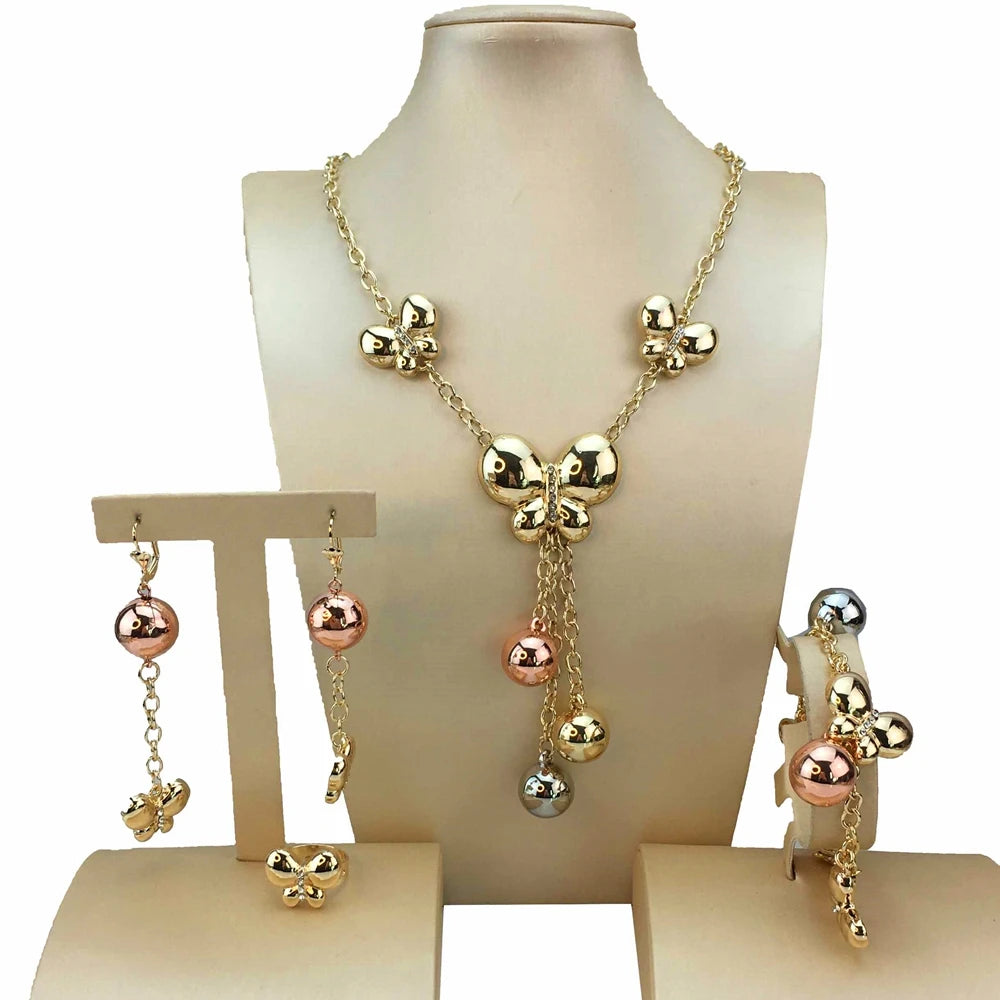 Butterfly Necklace  Wedding Jewelry Set