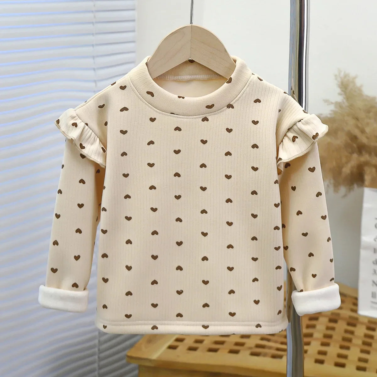 Girls  Warm Long Sleeve Fleece Lined Top