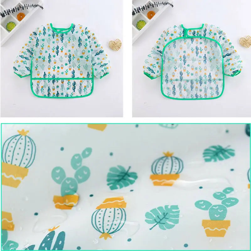 0-4Yrs Baby  & Toddler Waterproof Long Sleeve Bibs