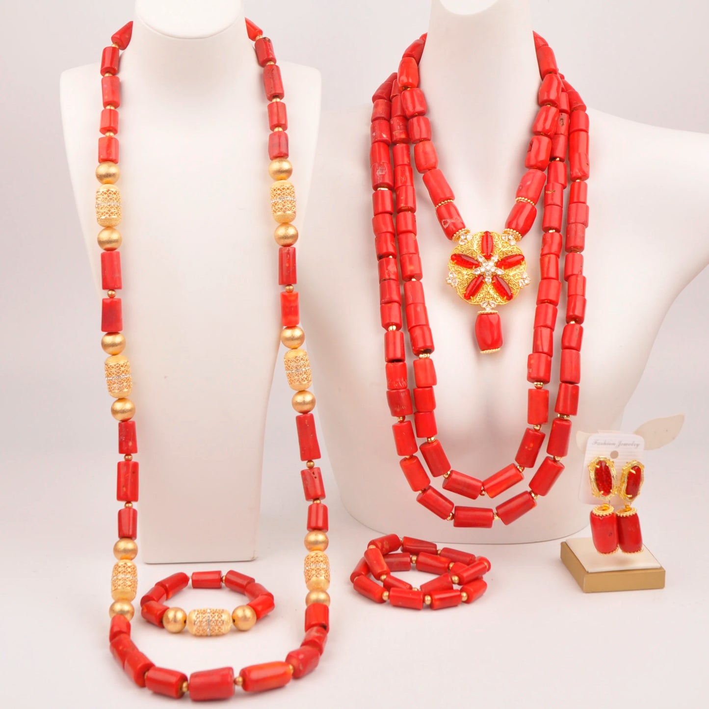 32 inches Coral Beads Necklace Jewelry Sets