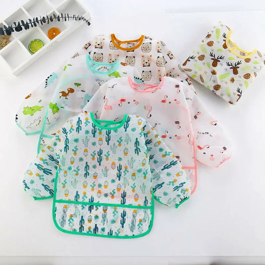 0-4Yrs Baby  & Toddler Waterproof Long Sleeve Bibs