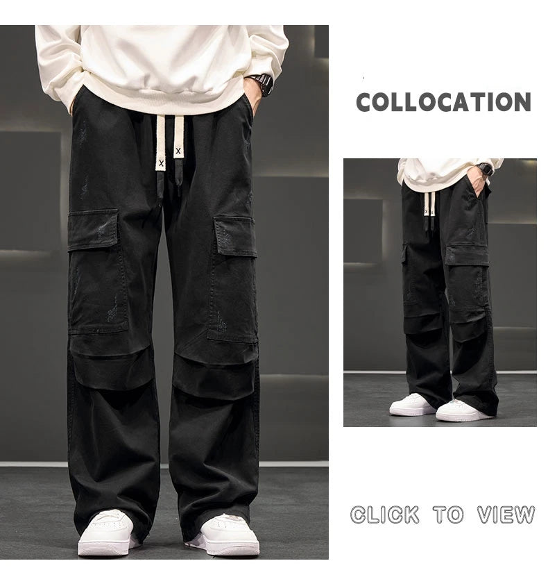 Wide Leg  Cotton Cargo Pants