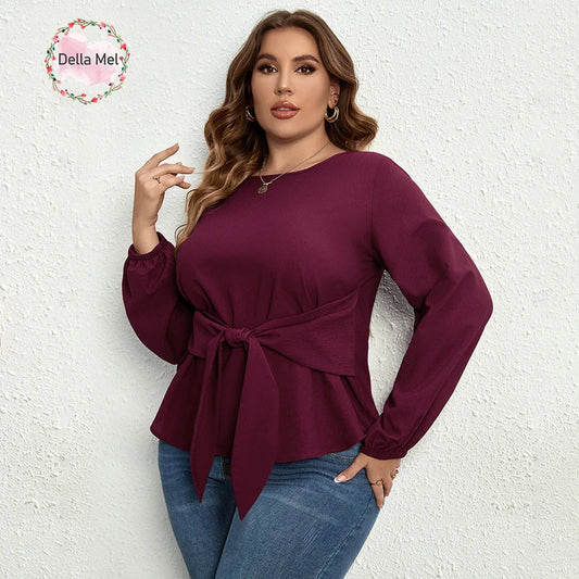 Chic Round Neck Solid  Color Top