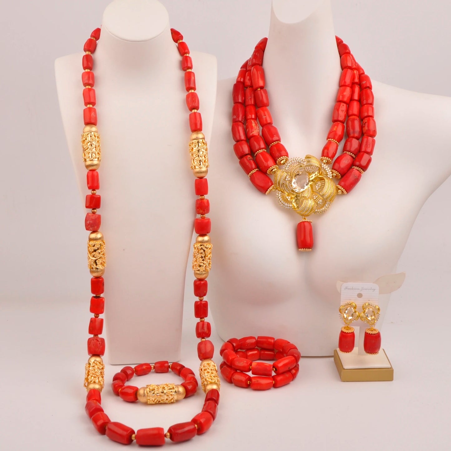 32 inches Coral Beads Necklace Jewelry Sets