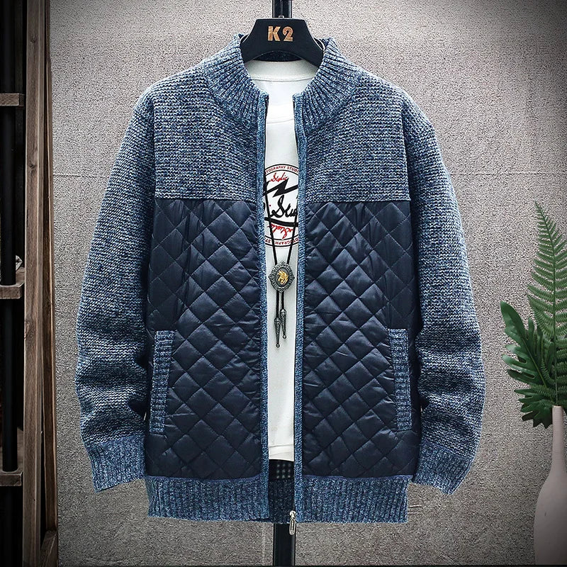 Men's Casual Standing Collar Sweater Jacket