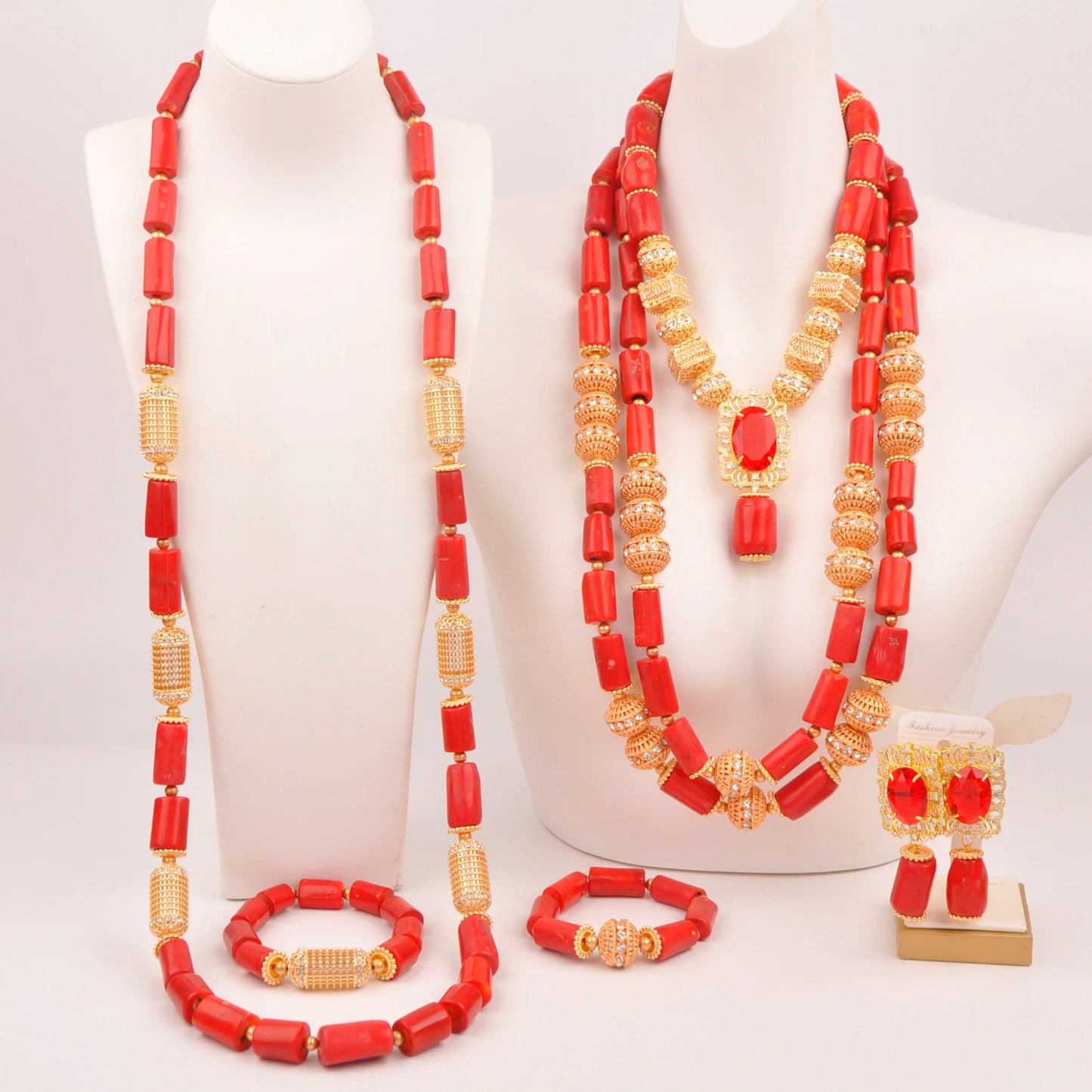 32 inches Coral Beads Necklace Jewelry Sets