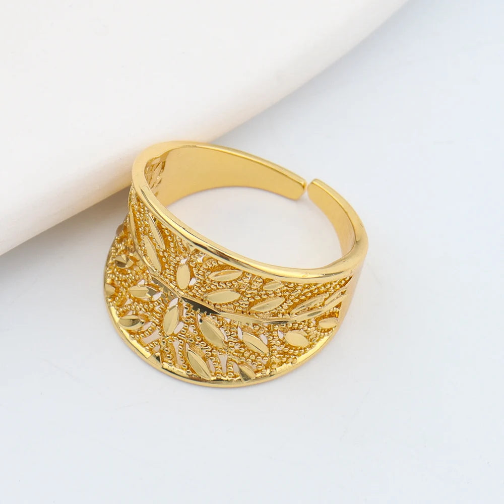 Adjustable Gold Plated Bangles With Matching Ring For Women