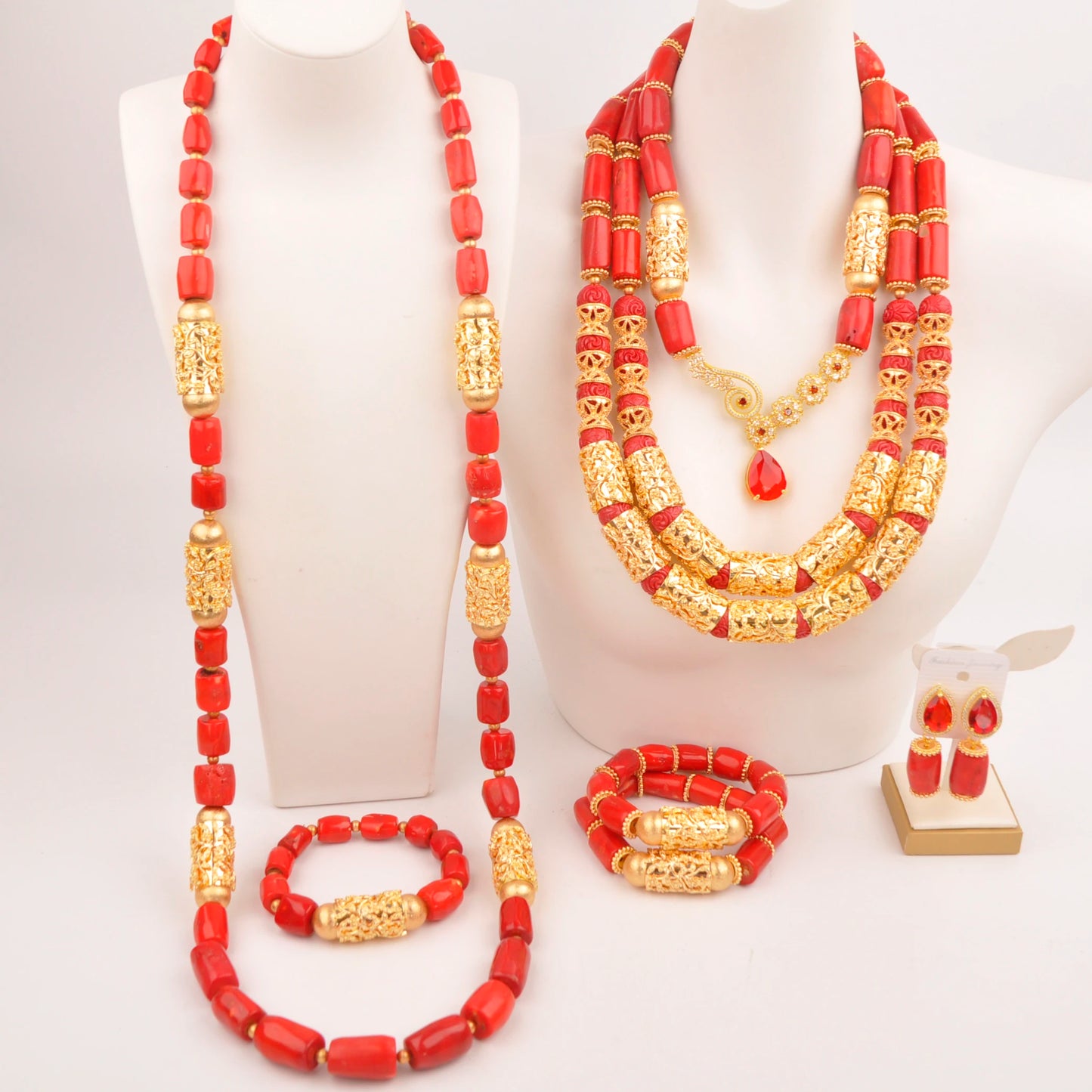 32 inches Coral Beads Necklace Jewelry Sets