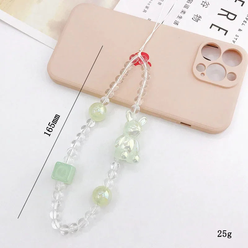 Acrylic Flower Cat Head Beads Charm Phone Chain