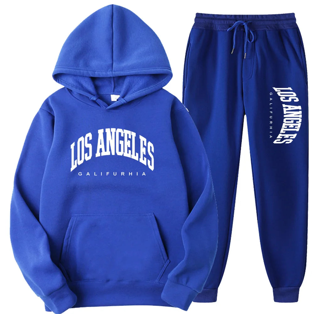 Two-Piece LOS ANGELES Unisex Hoodie & Pants Set