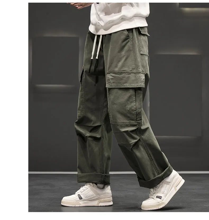 Wide Leg  Cotton Cargo Pants