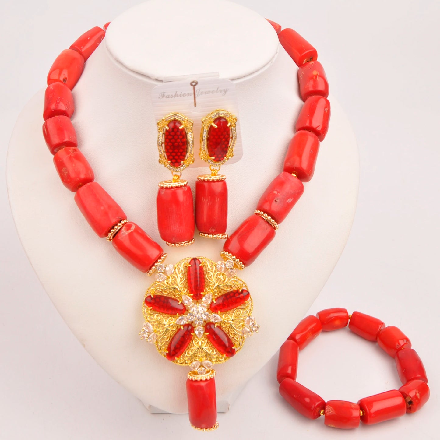 32 inches Coral Beads Necklace Jewelry Sets