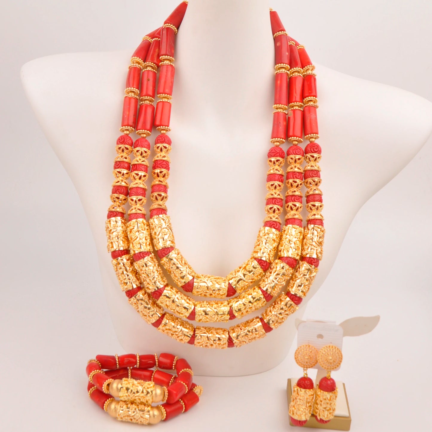 32 inches Coral Beads Necklace Jewelry Sets