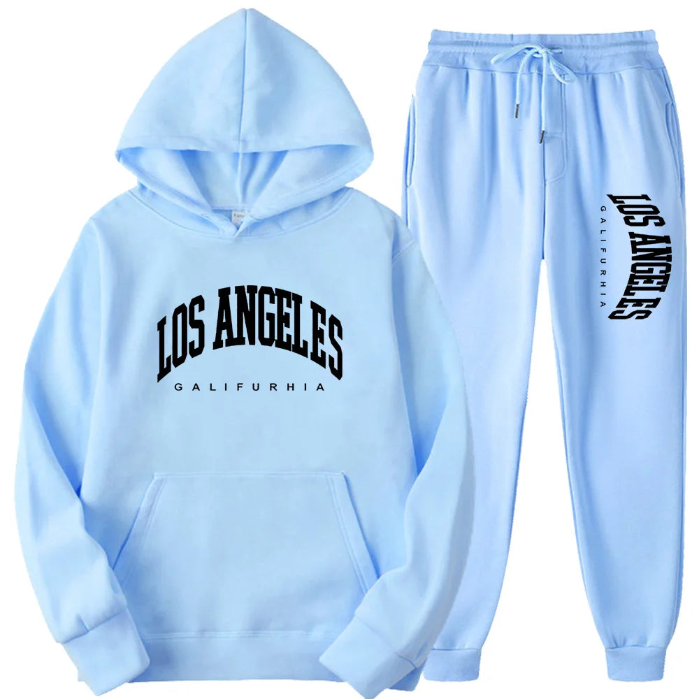 Two-Piece LOS ANGELES Unisex Hoodie & Pants Set