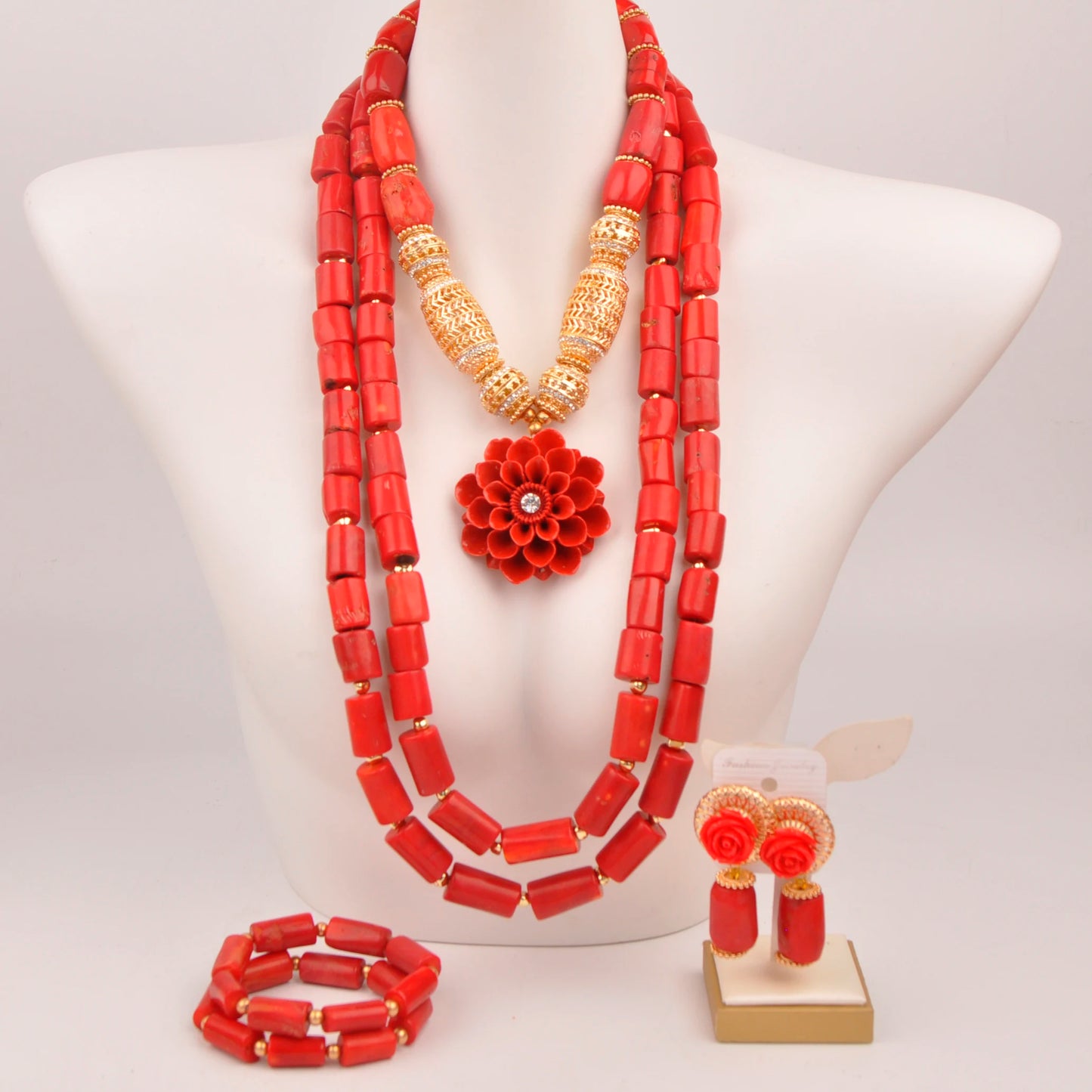 32 inches Coral Beads Necklace Jewelry Sets