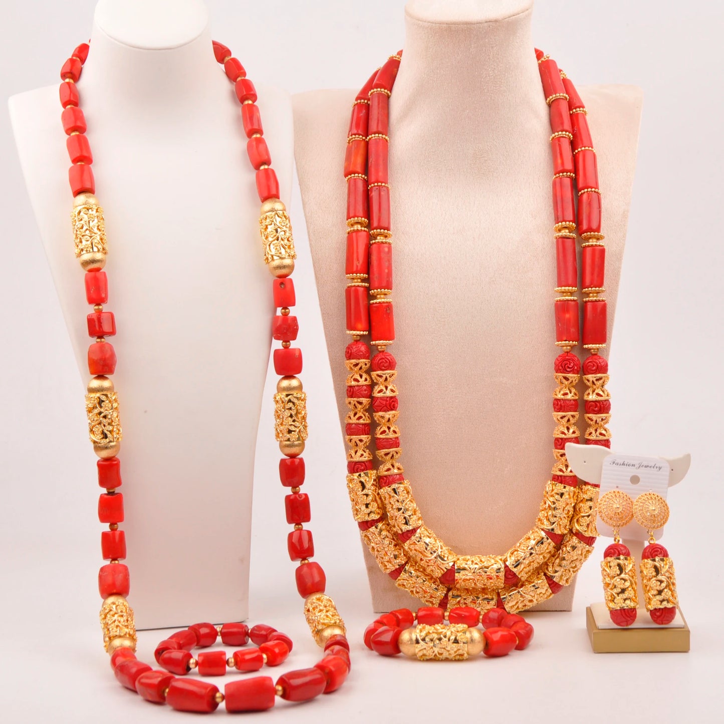 32 inches Coral Beads Necklace Jewelry Sets