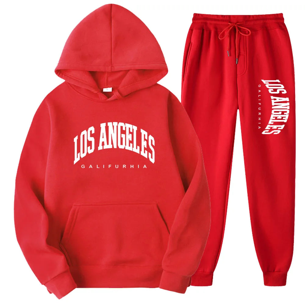 Two-Piece LOS ANGELES Unisex Hoodie & Pants Set