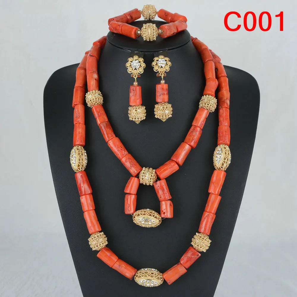 Coral Beads Jewelry Set