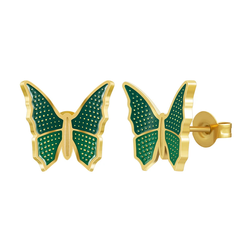 Gold Color Butterfly Stud Earrings